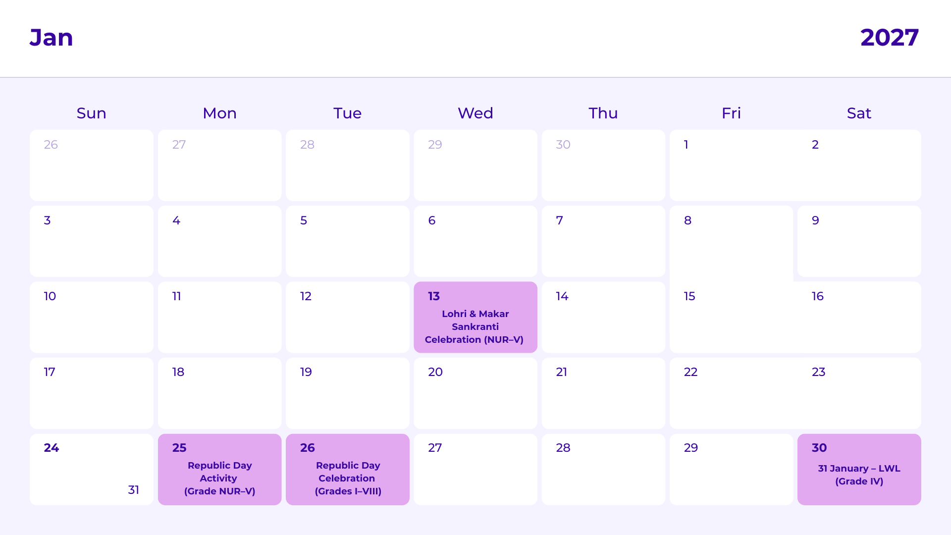 JKG Calendar