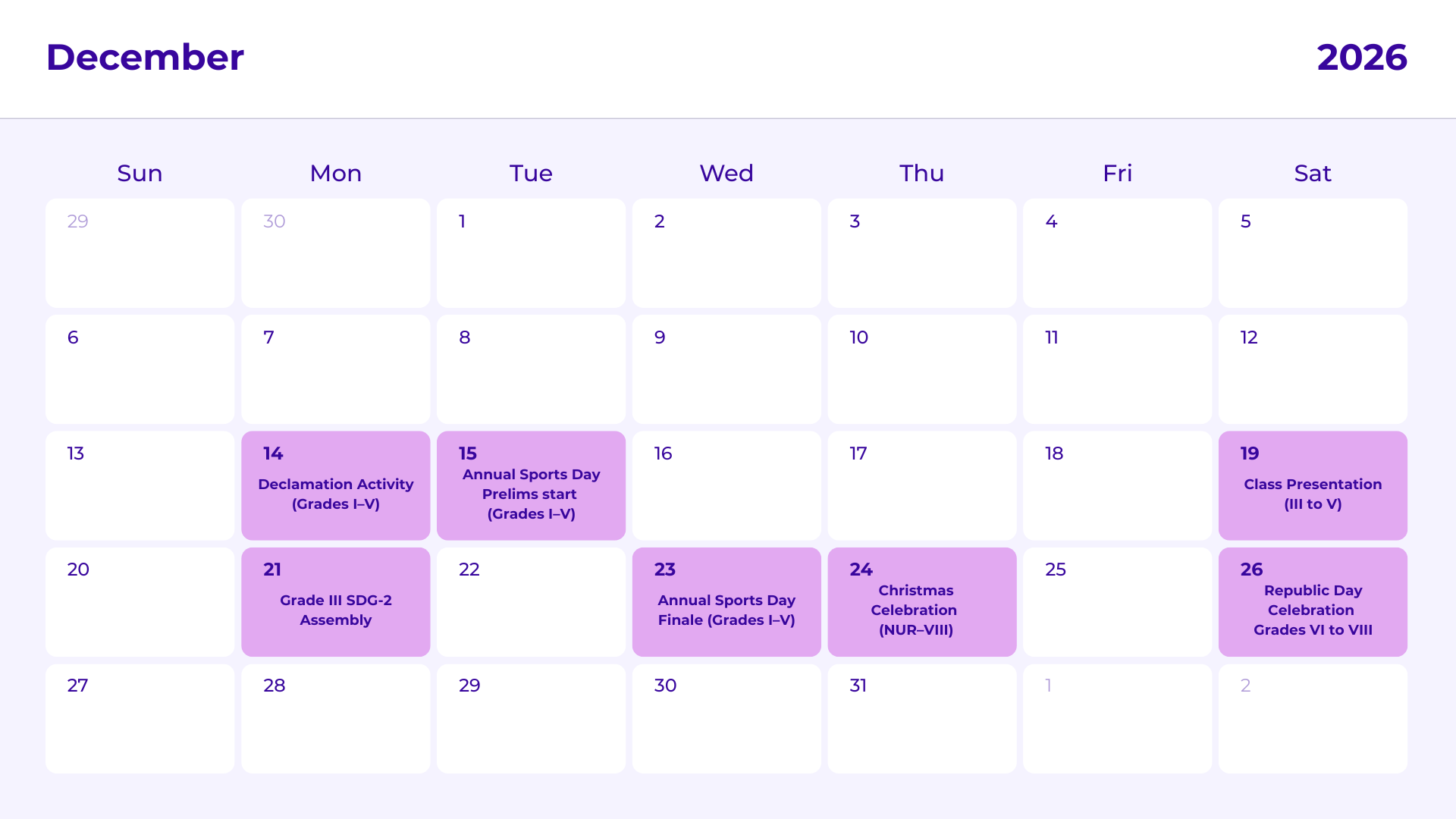 JKG Calendar