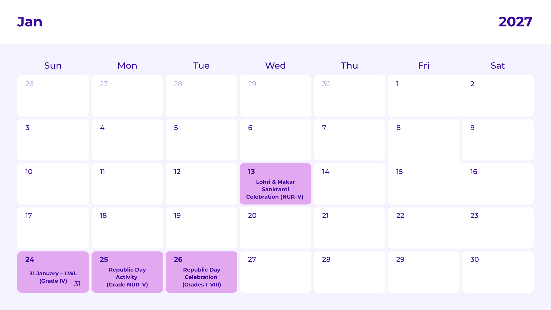 JKG Calendar