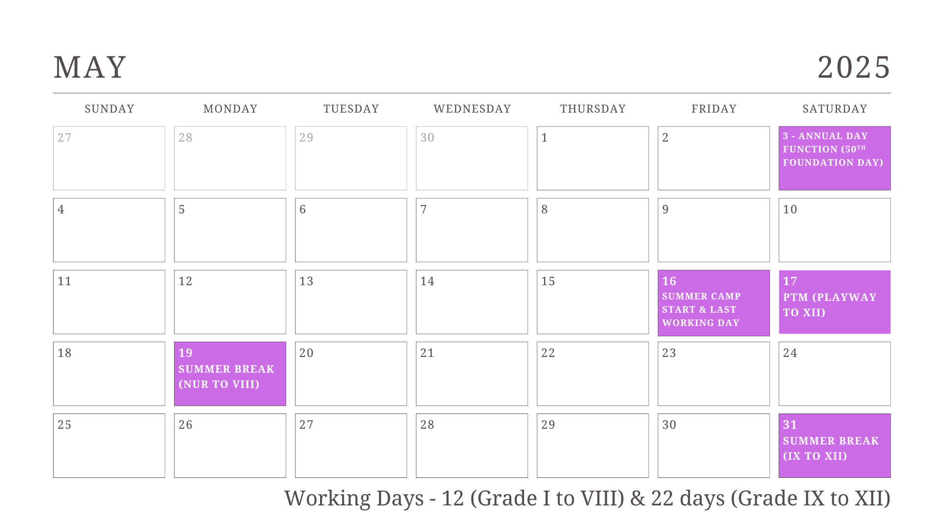 JKG Calendar