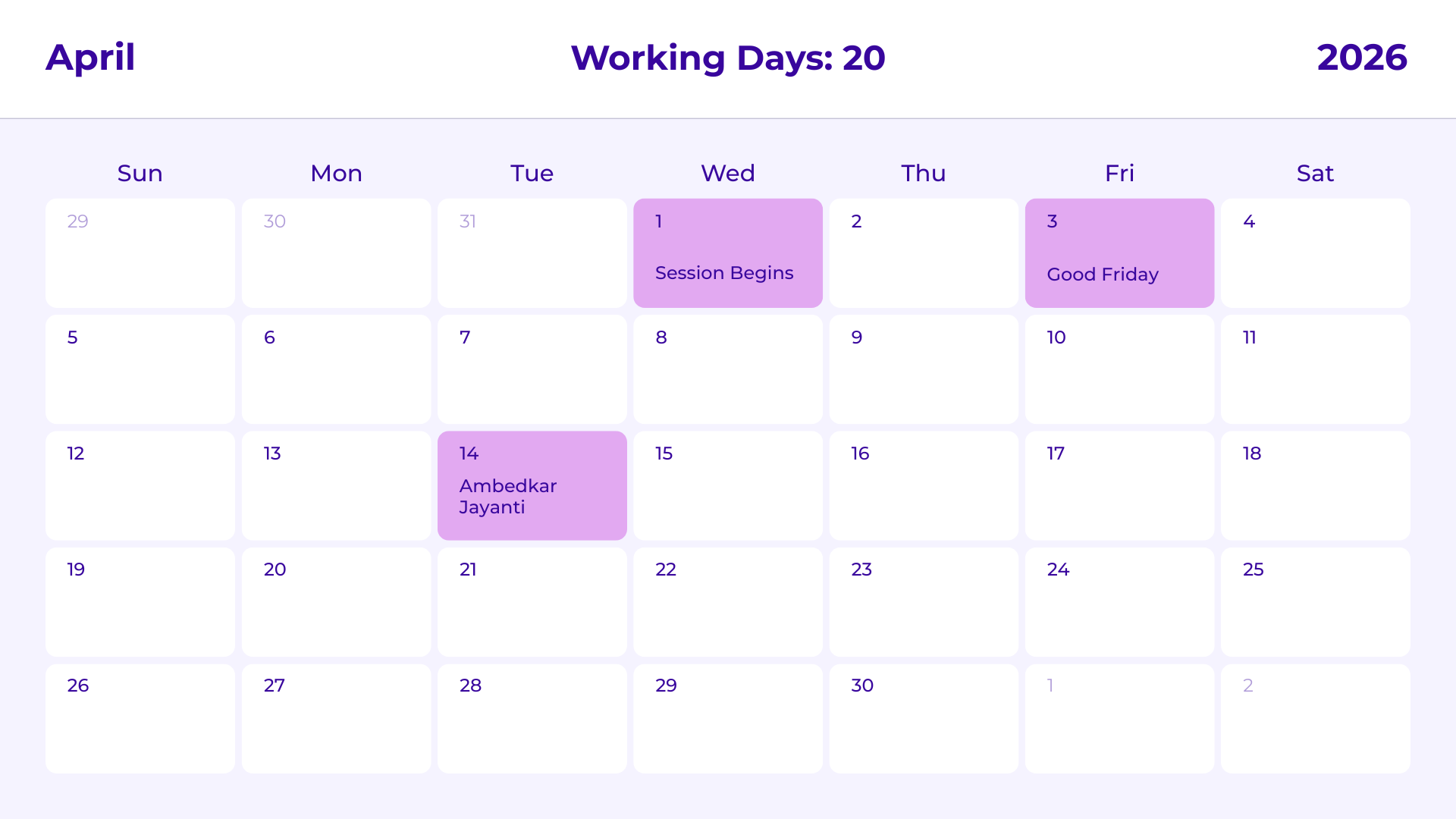 JKG Calendar