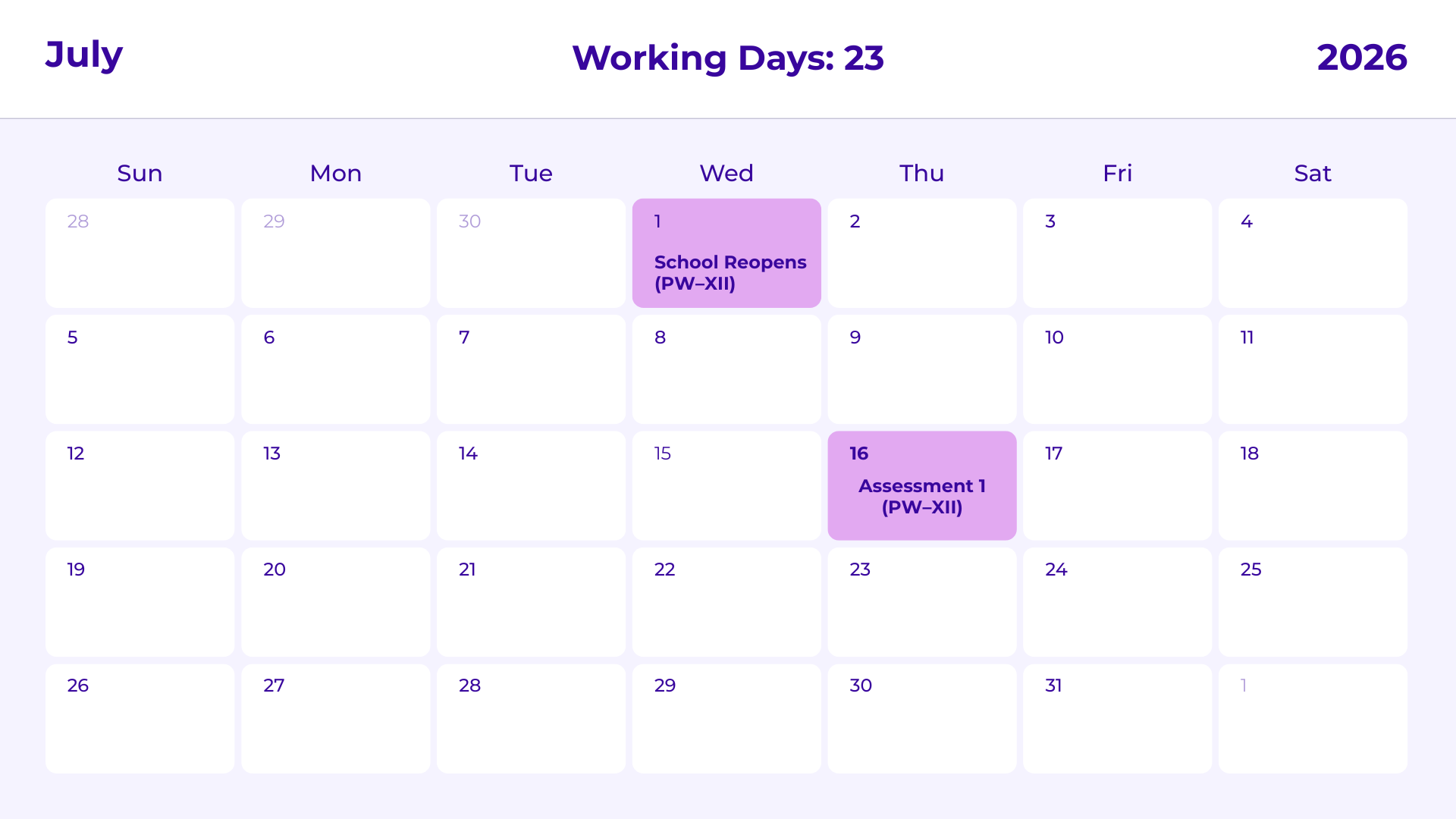 JKG Calendar