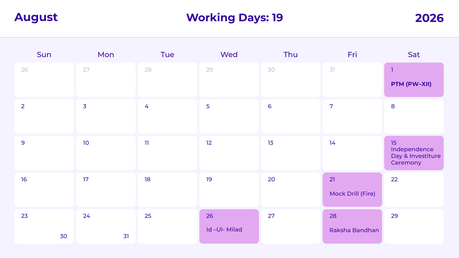 JKG Calendar
