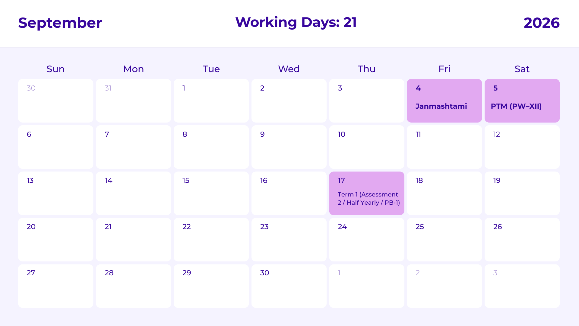 JKG Calendar